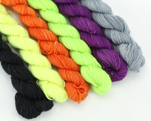 Load image into Gallery viewer, Mini Skein Fright Night—Set of 6—Hand-dyed yarn
