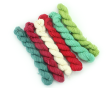 Load image into Gallery viewer, Mini Skein Christmas Colors—Set of 6—Hand-dyed yarn
