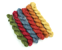 Load image into Gallery viewer, Mini Skein Rustic Christmas Colors—Set of 6—Hand-dyed yarn
