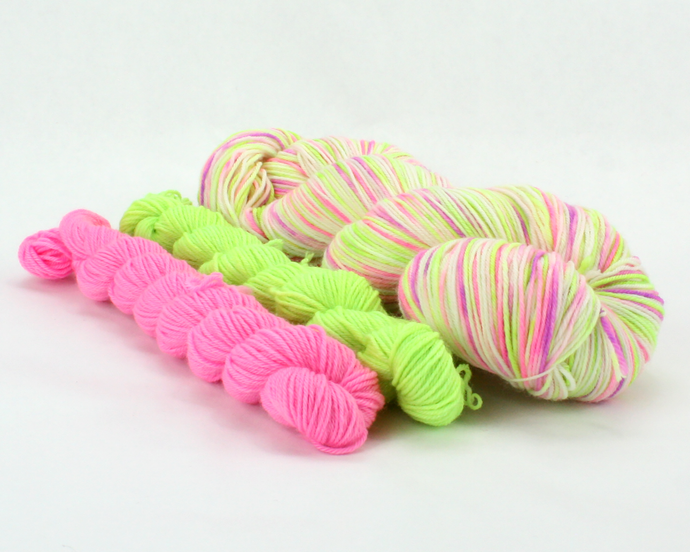 Neon rainbow Sock Set—Hand-Dyed Yarn (fingering weight)