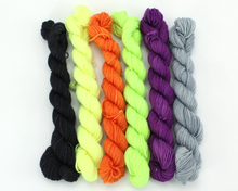 Load image into Gallery viewer, Mini Skein Fright Night—Set of 6—Hand-dyed yarn
