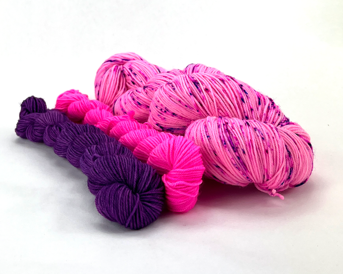Hot Pink Neon Sock Set—Hand-Dyed Yarn (fingering weight)