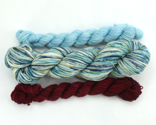 Load image into Gallery viewer, Midwinter Morning Sock Set—Hand-Dyed Yarn (fingering weight)
