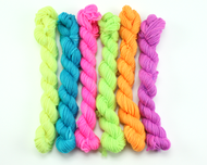 Mini Skein Neon Rainbow Colors—Set of 6—Hand-dyed yarn