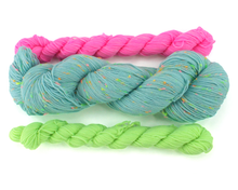 Load image into Gallery viewer, Light Baby Neon Tweed Sock Set—Hand-Dyed Yarn (fingering weight)
