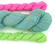 Load image into Gallery viewer, Light Baby Neon Tweed Sock Set—Hand-Dyed Yarn (fingering weight)
