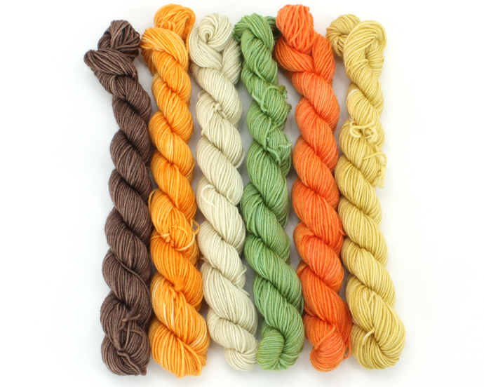 Mini Skein Pumpkin Pie—Set of 6—Hand-dyed yarn