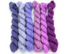 Load image into Gallery viewer, Mini Skein Purple Majesty—Set of 6—Hand-dyed yarn
