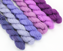 Load image into Gallery viewer, Mini Skein Purple Majesty—Set of 6—Hand-dyed yarn
