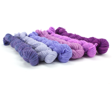Load image into Gallery viewer, Mini Skein Purple Majesty—Set of 6—Hand-dyed yarn
