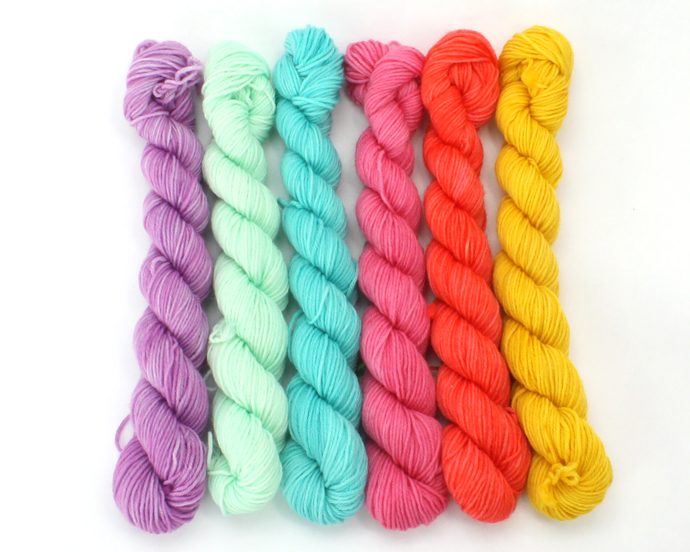 Mini Skein Summer Love—Set of 6—Hand-dyed yarn