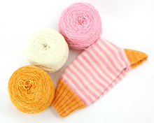 Load image into Gallery viewer, Stripey Sock Set--Baby Pink, White and Orange Sock Set--Hand-Dyed Yarn (fingering weight)
