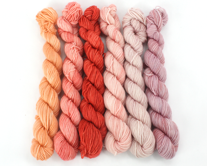 Mini Skein Spicy Colors—Set of 6—Hand-dyed yarn