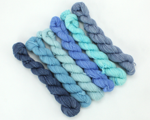 Load image into Gallery viewer, Mini Skein Singing the Blues—Set of 6—Hand-dyed yarn
