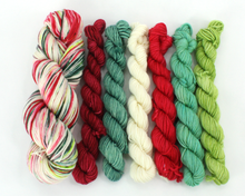 Load image into Gallery viewer, Christmas Sock Set &amp; Mini Skeins Combo—Hand-Dyed Yarn (fingering weight)
