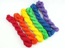 Load image into Gallery viewer, Mini Skein Rainbow Colors—Set of 6—Hand-dyed yarn
