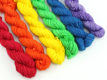Load image into Gallery viewer, Mini Skein Rainbow Colors—Set of 6—Hand-dyed yarn
