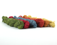 Load image into Gallery viewer, Mini Skein Rustic Christmas Colors—Set of 6—Hand-dyed yarn
