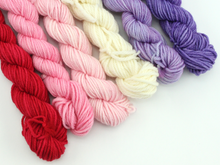 Load image into Gallery viewer, Mini Skein Valentine Colors—Set of 6—Hand-dyed yarn
