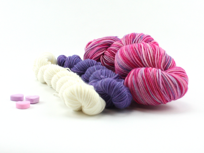 Valentine Pink Sock Set—Hand-Dyed Yarn (fingering weight)