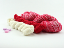 Load image into Gallery viewer, Valentine Red Sock Set—Hand-Dyed Yarn (fingering weight)
