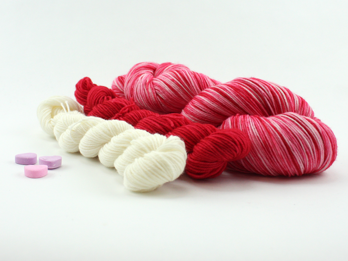 Valentine Red Sock Set—Hand-Dyed Yarn (fingering weight)