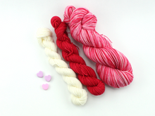 Load image into Gallery viewer, Valentine Red Sock Set—Hand-Dyed Yarn (fingering weight)
